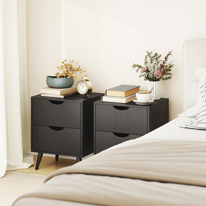 HOMCOM Lot de 2 Tables de Chevet, Tables de Nuit avec 2 Tiroirs, Noir