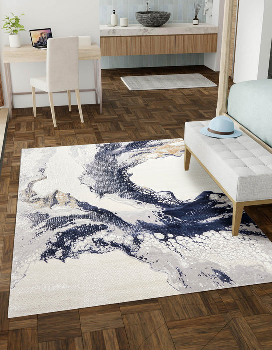 Tapis Contemporain/Moderne Bloom 5'0\" x 8'0\" en Bleu