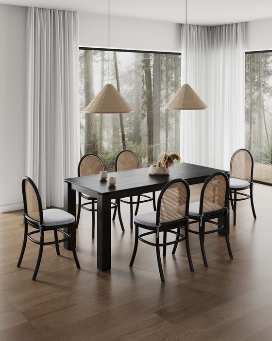 Ensemble de salle a manger moderne industriel chic Paragon et Rockaway 7 pieces en noir et gris