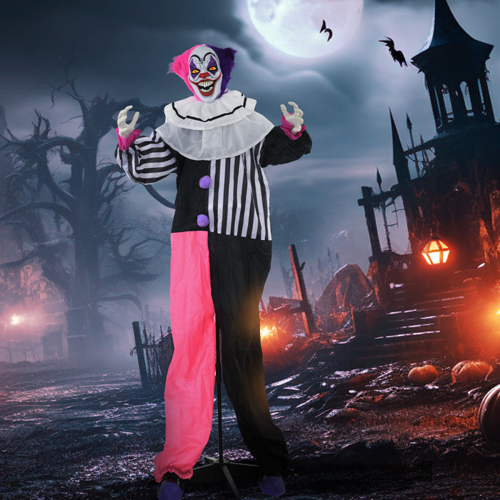 Outsunny decoration d'Halloween taille reelle 173 cm, clown anime avec mouvements