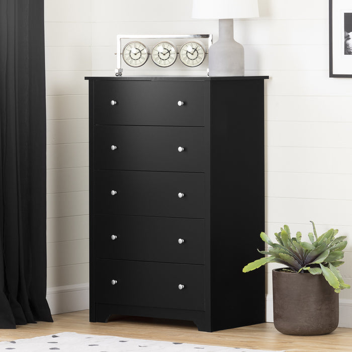 Vito Commode 5 Tiroirs - Noir Solide
