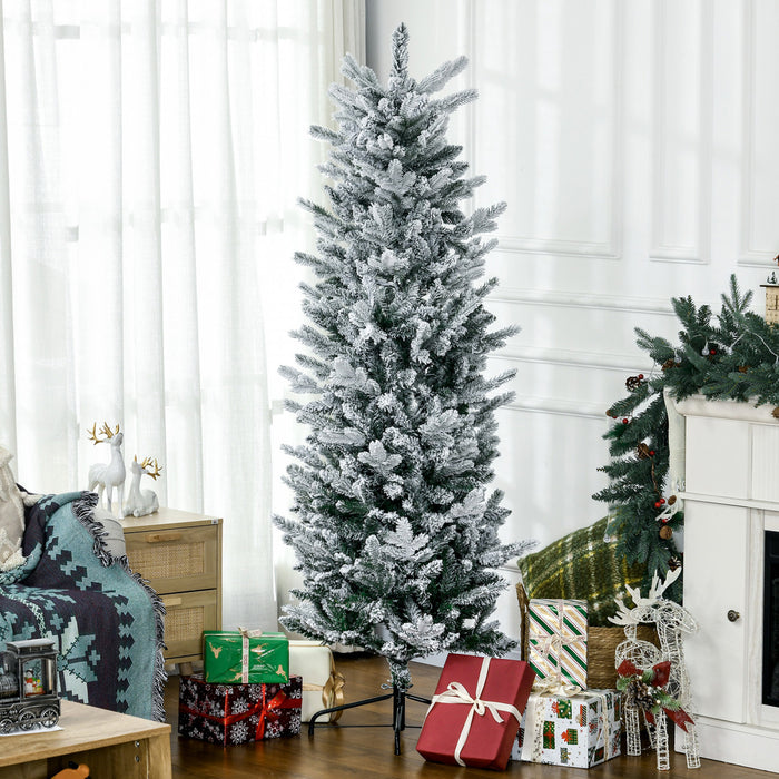Homcom Sapin De Noel Artificiel De 6 Pi Avec Neige, Ouverture Automatique