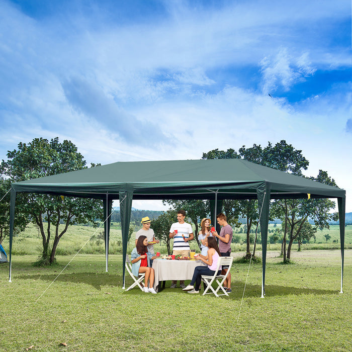Outsunny 19'x9' Gazebo Tente De Fete Et Evenement En Plein Air Canopee Jardin Pare-soleil Avec Moustiquaire Amovible