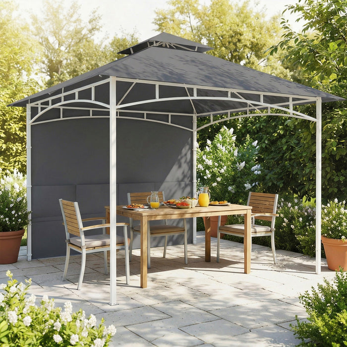 Outsunny Gazebo de terrasse 10'x10', Gazebo exterieur a double toit, Gris