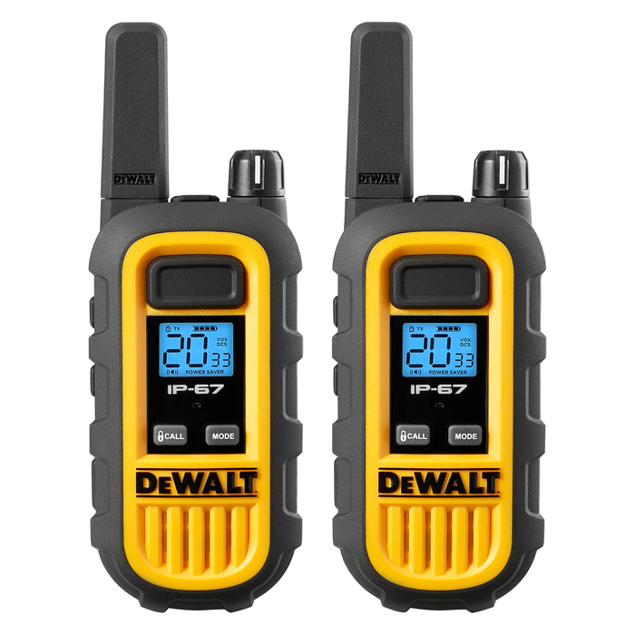 2 talkies de chantier Dewalt DXFRS300 - 1 watt, robuste, longue portée, radios bidirectionnelles intérieures-extérieures + 22 canaux