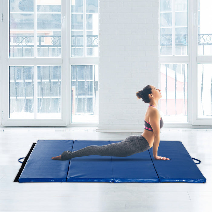 Soozier Tapis De Gymnastique Pliable 10,2 X 15,2 X 5,1 Cm, Tapis D'exercice Avec Poignees De Transport Pour Yoga, Mma, Arts Martiaux, Etirements, Entrainements De Base, Bleu