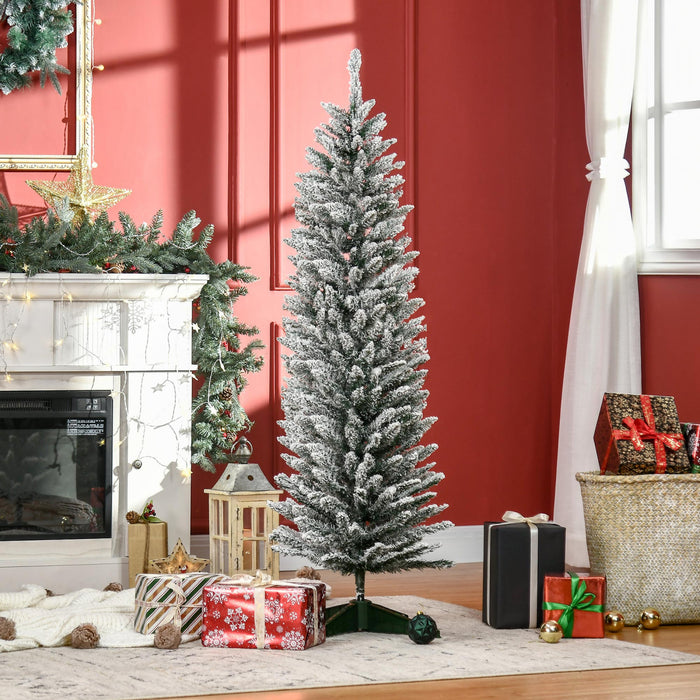 Homcom Sapin De Noel Artificiel Floque De Neige De 5pi Branches Realistes