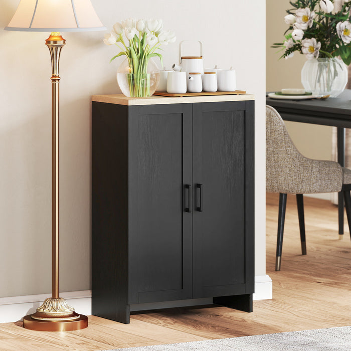 HOMCOM Armoire de rangement avec doubles portes et etagere reglable, noir