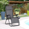 Outsunny Chaise Longue Pliable Avec Auvent, Plateau Lateral Et Porte-gobelet