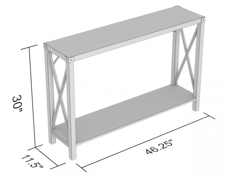Console de 46 po avec 1 tablette - taupe foncé avec métal noir