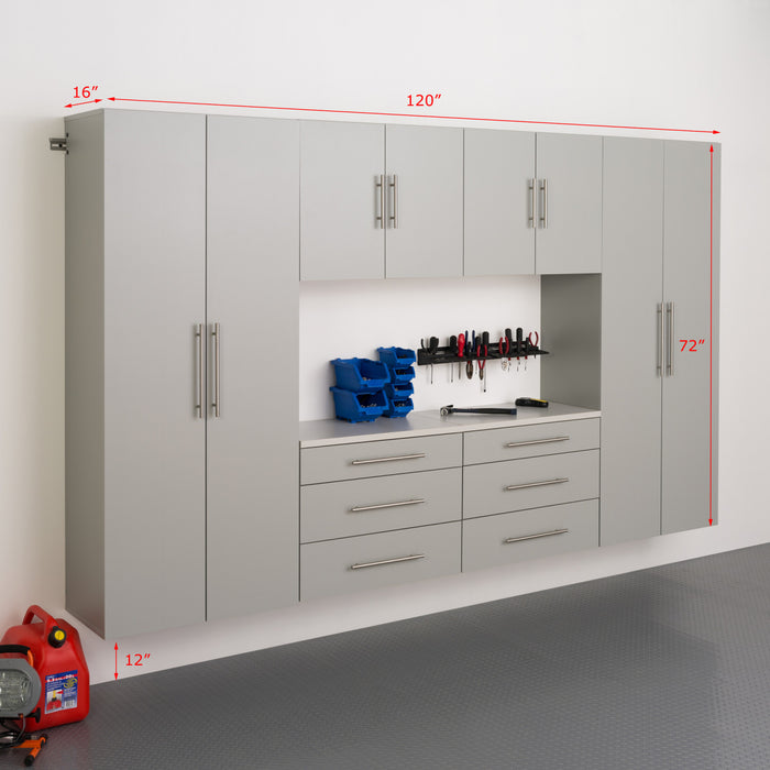 Hangups Armoire De Rangement De Garage 120 Pouces, Ensemble I De 6 Pieces – Gris Clair