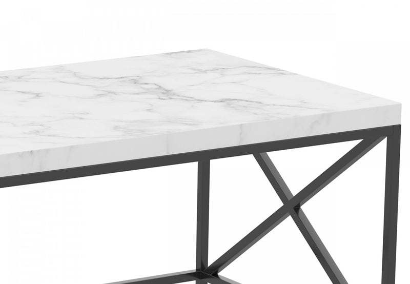 Table à café de 44 po en marbre avec métal noir
