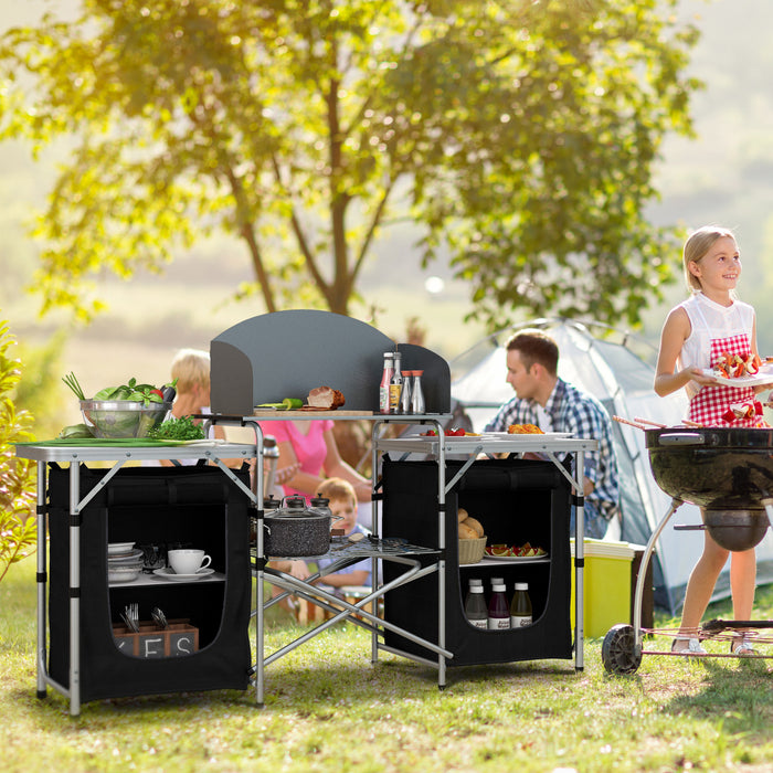 Outsunny Table de cuisine de camping pliante, cadre en aluminium
