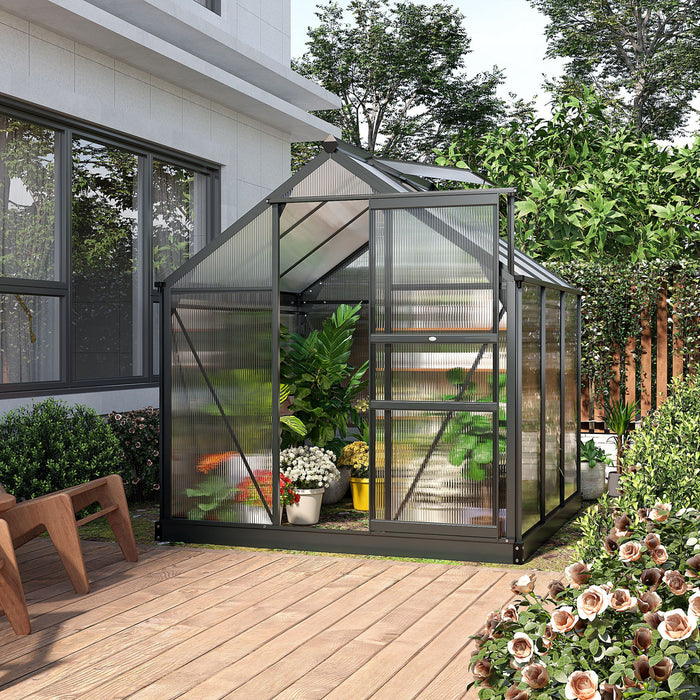 Outsunny Serre Chaude De Jardin De Plain-pied Avec Porte Coulissante