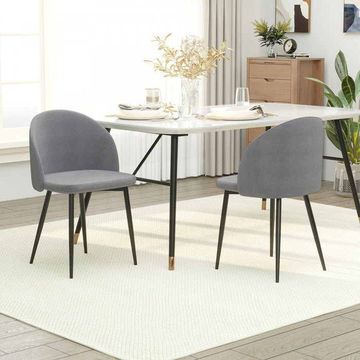 HOMCOM Chaises Salle a Manger 2p Veloute Dossier Moyen