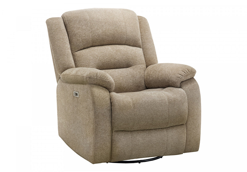Grand Fauteuil Rembourre Inclinable, Port Usb Inclus, Tissu Beige, Transitionnel