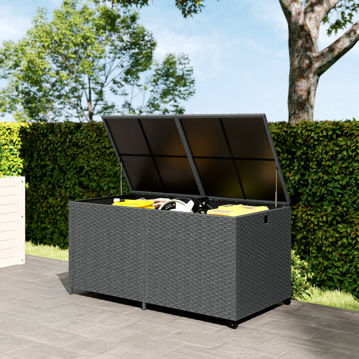 Coffre de rangement en rotin Outsunny 162 gallons avec roues et doublure impermeable