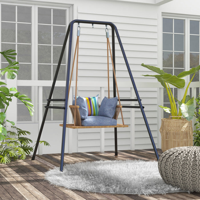 Outsunny Support de Chaise Hamac avec Cadre Metallique, Noir