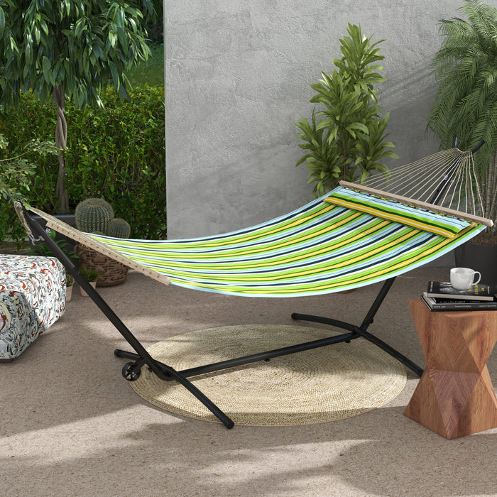 Outsunny Hamac Stand Only W/ Wheels, Hamac Stand Ajustable, Noir