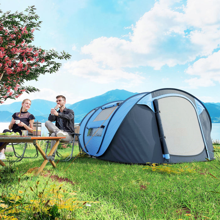 Outsunny Tente de Camping 4 Personnes, Tente Pop-up Automatique avec Sac de Transport et Portes