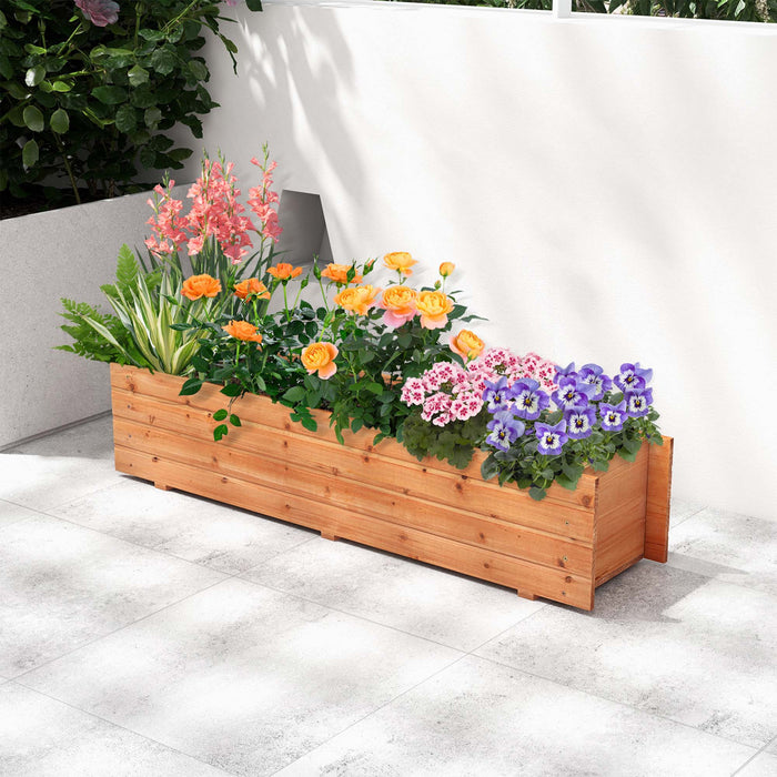 Boite De Planteur Rectangulaire En Bois De Lit De Jardin Eleve Costway Avec 2 Trous De Drainage En Exterieur