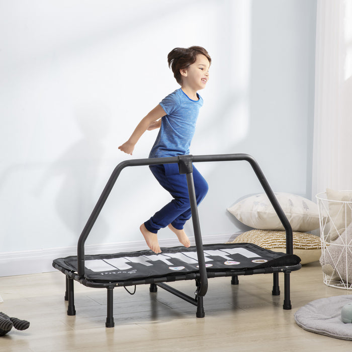 Outsunny Trampoline Pour Enfants Avec Fonction Musicale Cadre En Acier Interieur Rebond Age 3 A 6 Ans Noir