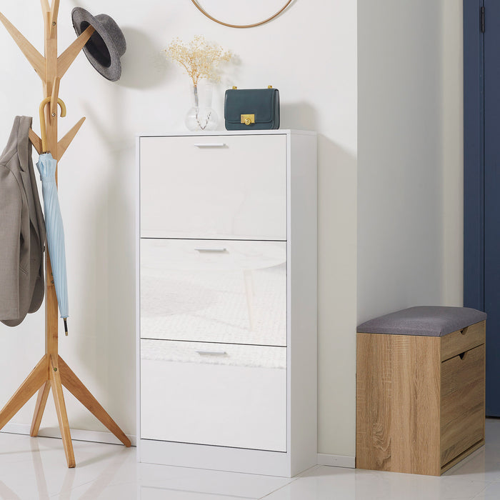 HOMCOM Rangement etroit pour chaussures avec 3 tiroirs a bascule