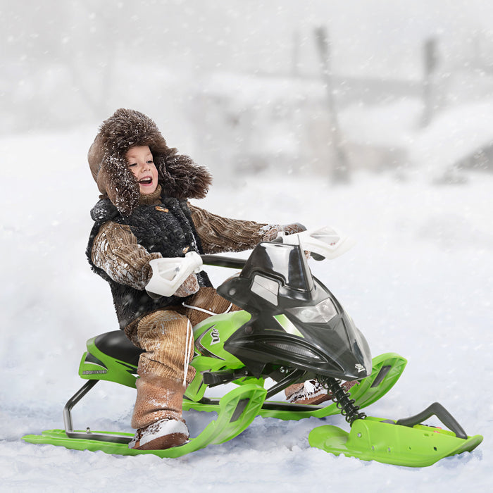 Soozier Luge a neige pour enfants avec siege en caoutchouc rembourre, vert
