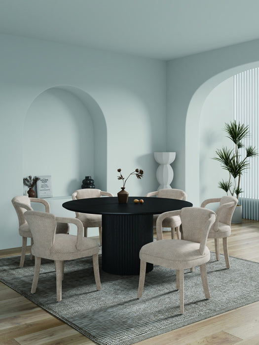 Ensemble de salle a manger moderne industriel chic Hathaway et Palmer 7 pieces en ivoire et noir