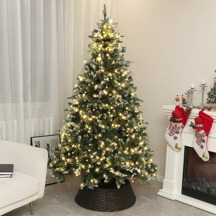 HOMCOM Arbre de Noel artificiel pre-eclaire 7 pi avec lumiere LED bicolore