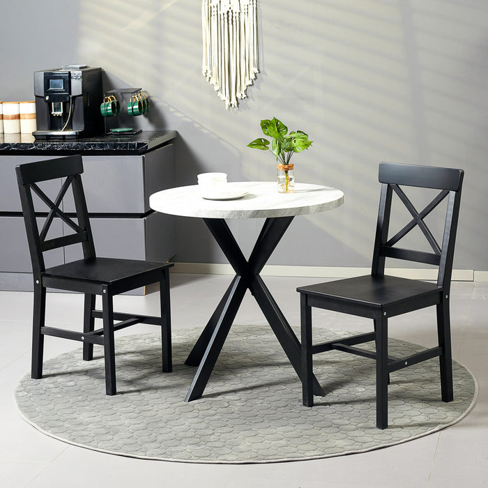 HOMCOM Lot de 2 chaises de salle a manger en bois avec dossier croise