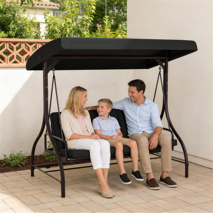 Outsunny Balancelle de Jardin 3 Places avec Auvent, Convertible en Lit Suspendu