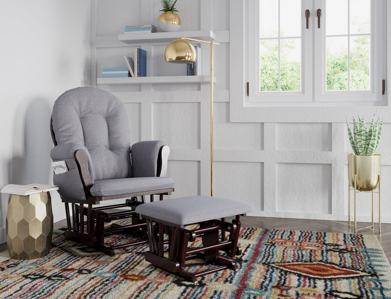 Storkcraft Hoop Fauteuil bercant et pouf - Espresso avec gris swirl