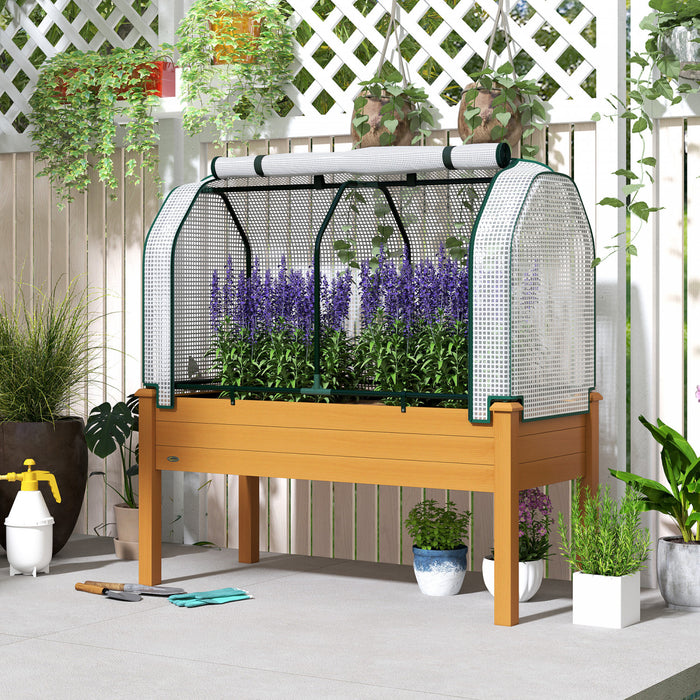 Outsunny Jardiniere surelevee avec housse en PE, Sable