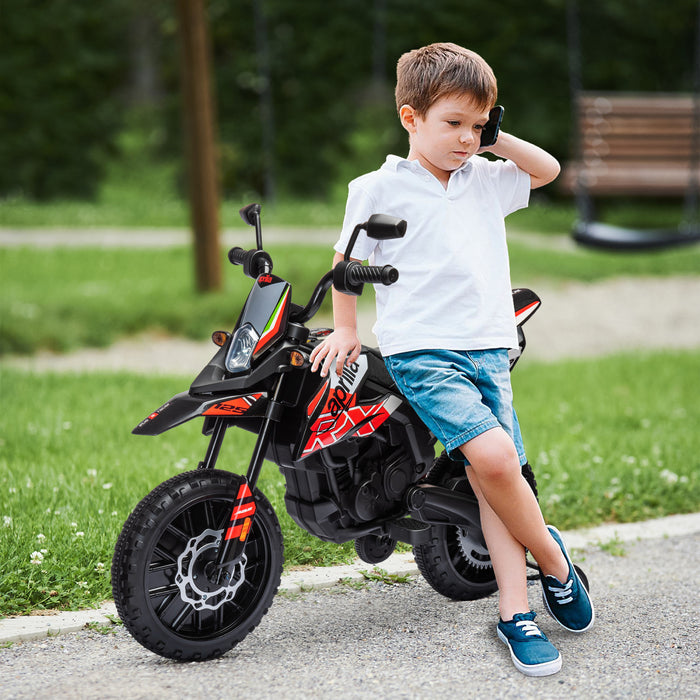 Qaba Moto Electrique 12 V Aprilia Homologuee, Motocross Pour Enfants, Rouge