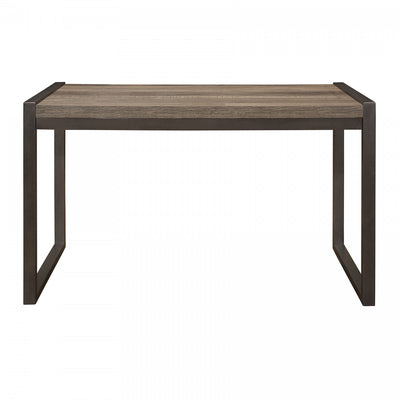 Bassett Writing Desk, Faux Wood & Gunmetal | Bureau De Travail Basset En Faux Bois Et Metal Gris Fonce