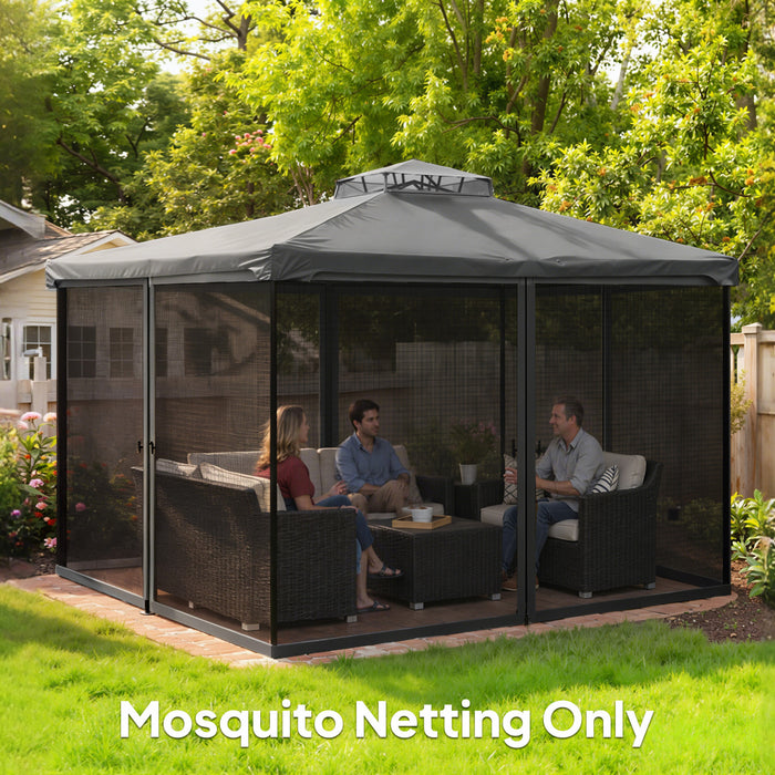 Outsunny Moustiquaire de Remplacement pour Gazebo 13' x 13', Gris Fonce