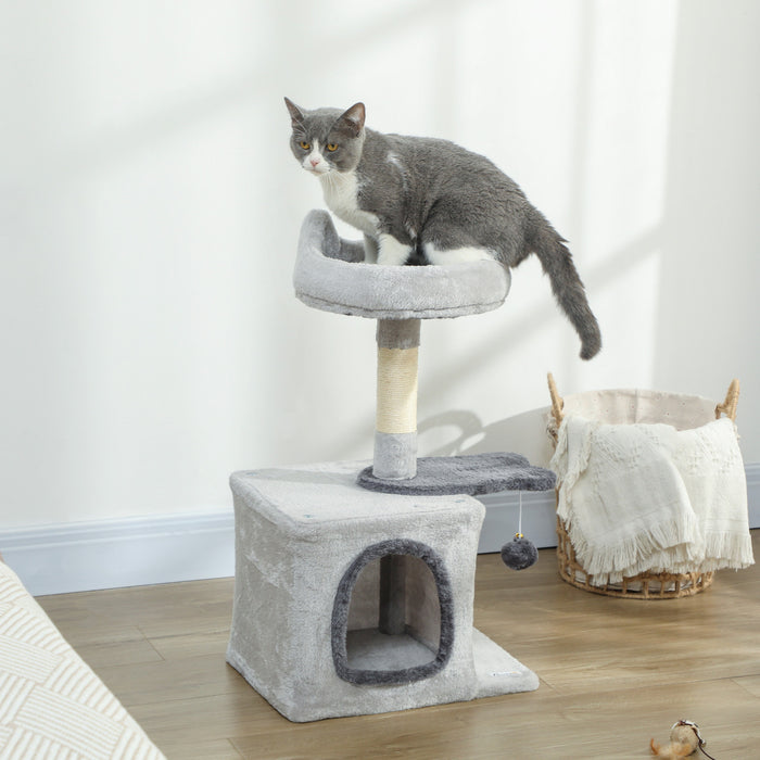 28\" Cat Tree Tower for Indoor Cats, Light Grey