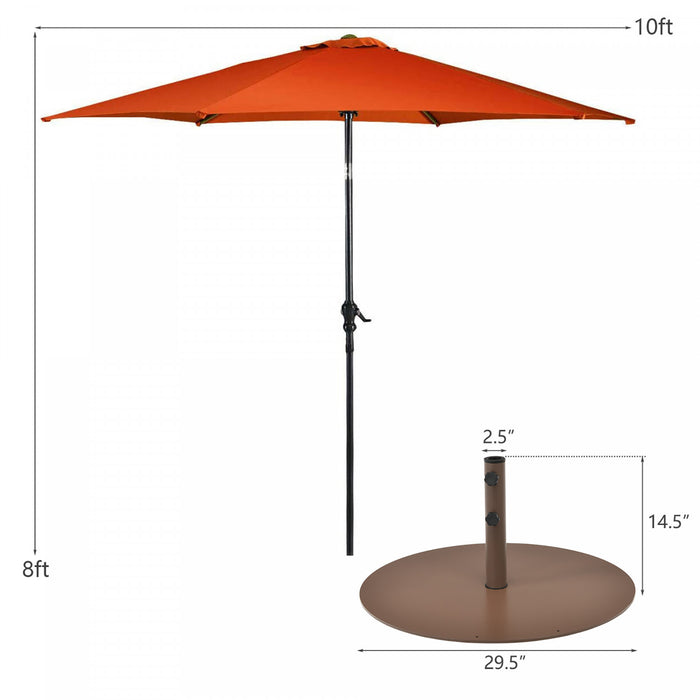 Costway Parasol de Patio 10ft exterieur avec pied de parasol rond robuste de 59 LBS