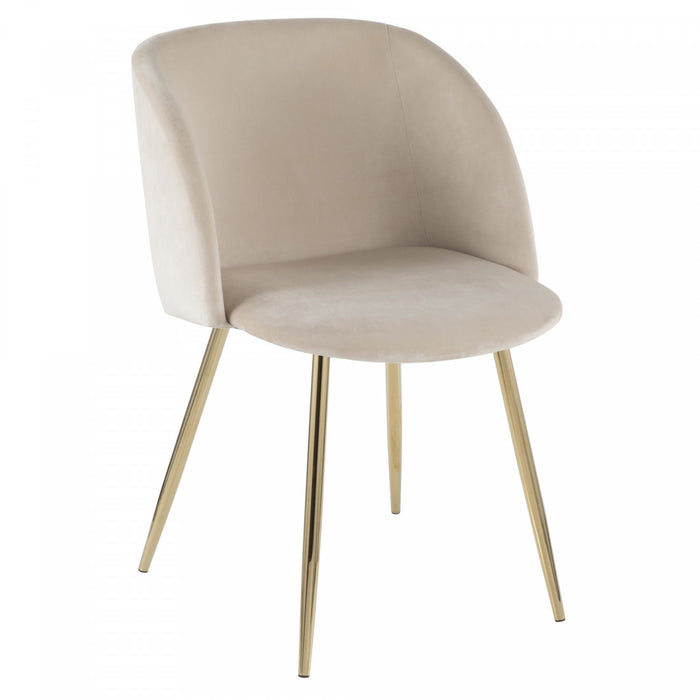 Chaise de salle à manger contemporaine Fran en velours crème - ensemble de 2