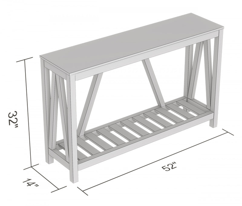 Console de 52 po avec 1 tablette - gris foncé