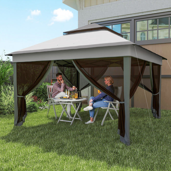 Outsunny Tonnelle Escamotable Avec Couverture De Toit Uv30+, Gris Clair
