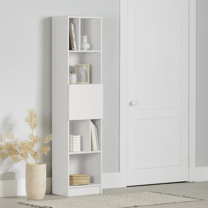 Liora Bibliotheque Etroite 5 Tablettes - Blanc Solide