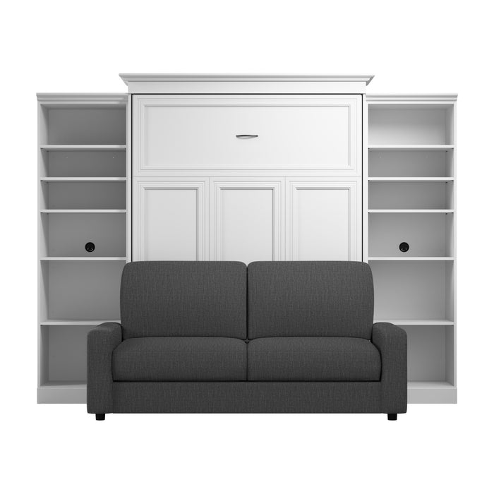 Grand lit escamotable Versatile de Bestar de 115 po (L) avec sofa et organisateurs de garde-robe - blanc 