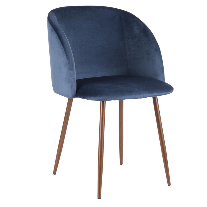 Chaise de salle à manger contemporaine Fran en velours bleu - ensemble de 2