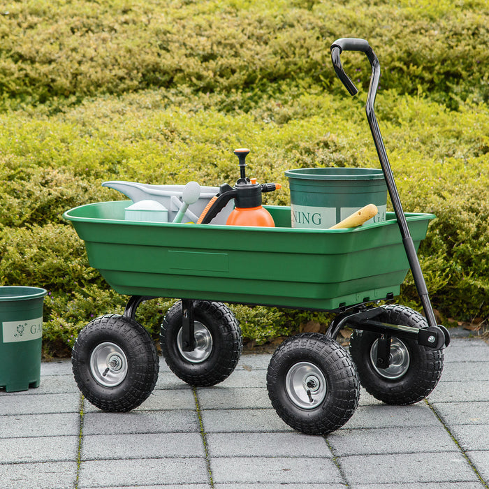 Outsunny Chariot de jardin en acier avec poignee et pneus de 10\"