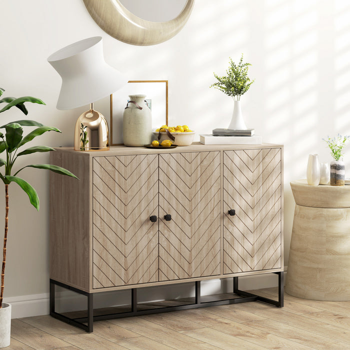 HOMCOM Buffet moderne, meuble buffet avec etageres reglables, chene