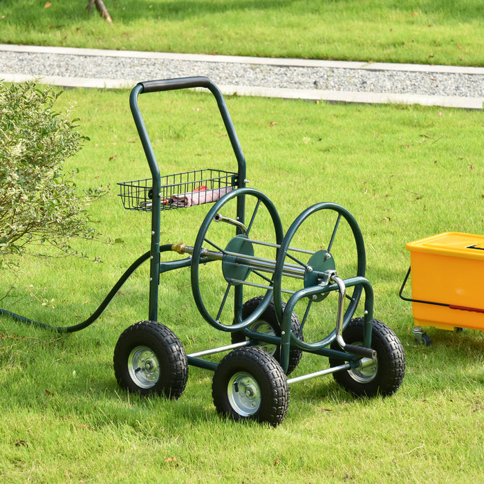 Outsunny Chariot enrouleur de tuyau d'arrosage organiseur de tuyau portable