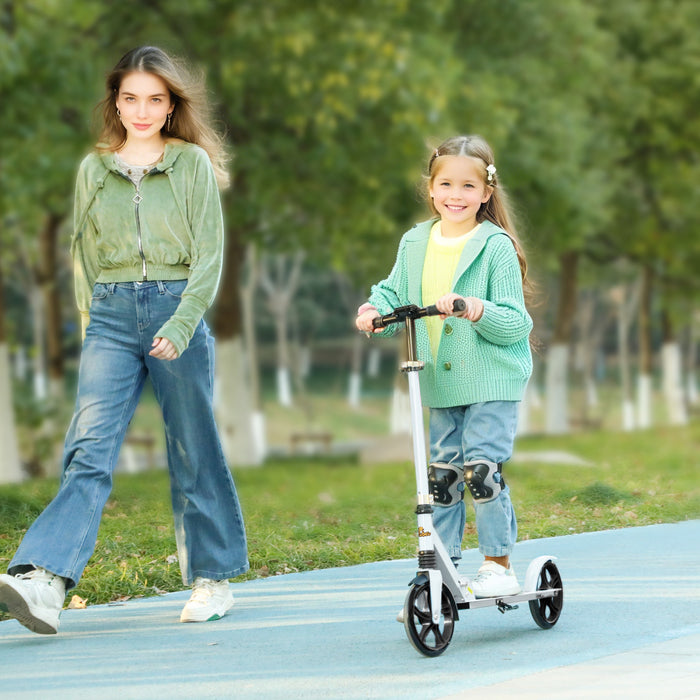 Qaba Trottinette Pour Enfants De 6 A 12 Ans, Trottinette Reglable, Blanc