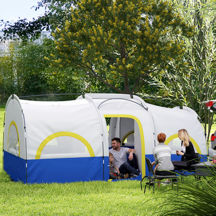 Outsunny Tente De Camping 4-6 Personnes, Impermeable 3000 Mm, Upf 30+, Bleu